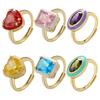 ZHUKOU Enamel Rectangle Zircon Women Rings Unique Yellow Zircon Opening Couple Rings Cosplay Anime Man Rings VJ455