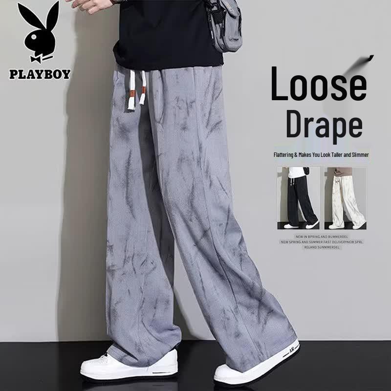 

PLAYBOY Men s Summer Ice Silk Loose Straight Casual Pants 2XL