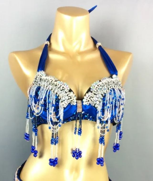 Women Beading Sequins Samba Carnival Belly Dancing Bra Top for Halloween Dance EDC Rave Outfit Night Party Stage Performance