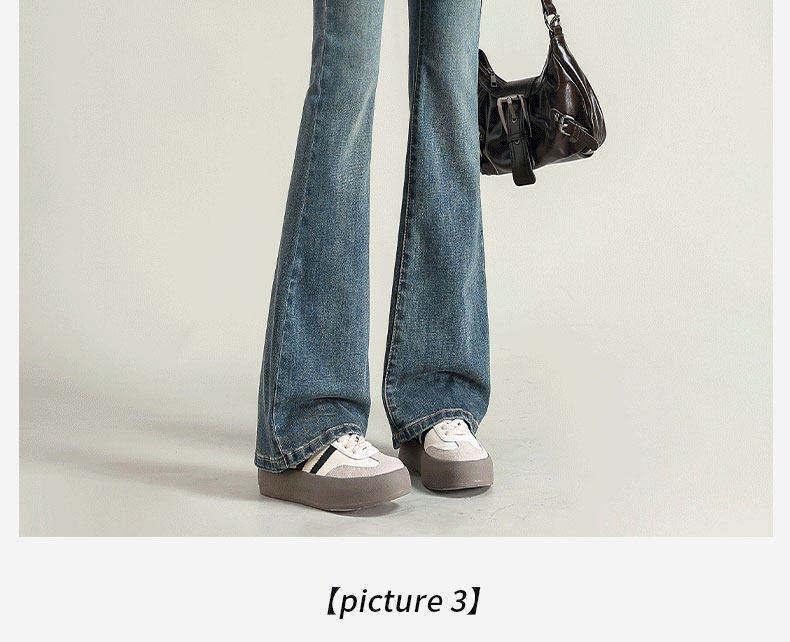 Jeans Flare Feminino 2026 de Cintura Alta Slim Fit - Azul Retrô, Estilo Versátil para Primavera e Outono