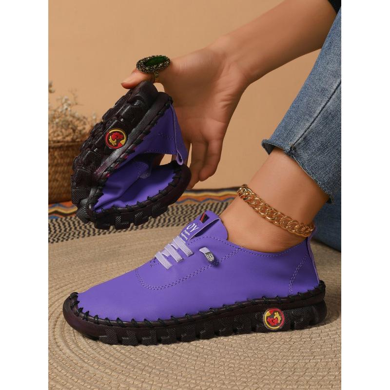 Spot handmade side seam thread large size beef tendon shoes shallow mouth outer wear single shoes 2025 new Roman style soft sole women's shoes
