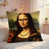 Mona Lisa Interesting Abstract Cushion Cover Silky Short Plush Invisible Zipper Dustproof Sofa Pillow Case For Home Decor