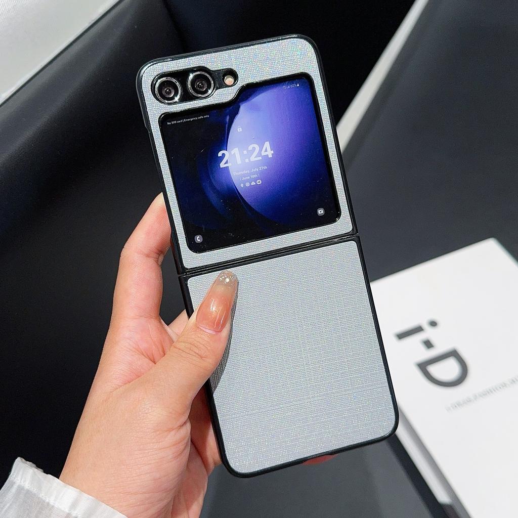 For Samsung Galaxy Z Flip7 FE 5G/Z Flip6 5G Case Two-Piece Leather+PC Phone Cover Pearl Cross Pattern