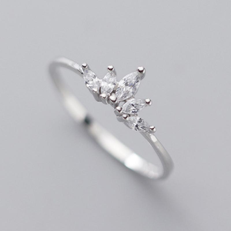 Fashion 925 Silver Crystal Crown Rings Jewelry Charms CZ Zircon Ring for Women Engagement Wedding Ring Gift