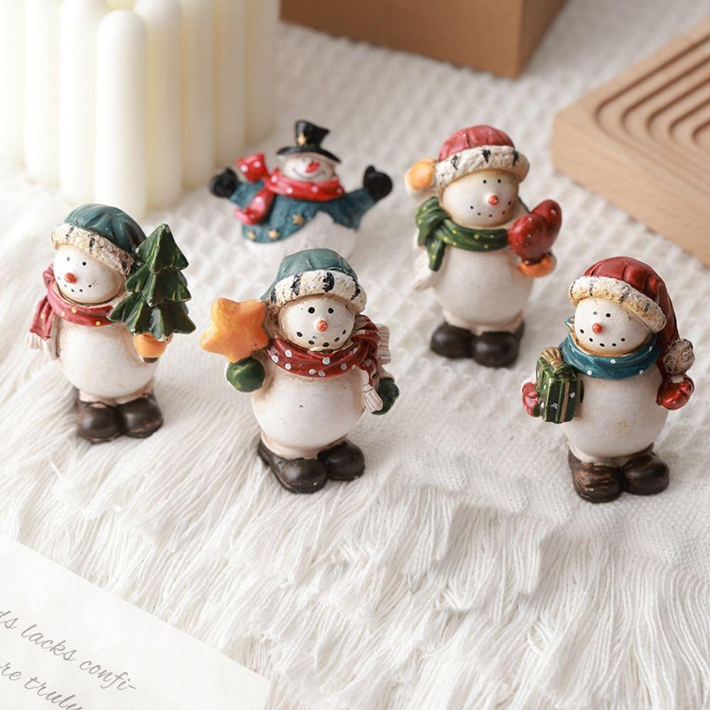Painted Desktop Ornament Creative Mini Snowman Toy Christmas Snowman Ornament Xmas Decoration