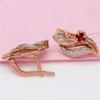 Exquisite 585 Purple Gold Earrings Russian Redstone Ear Buckle Plated Rose Gold Color Gold Exquisite Fashion Women'S Earrings