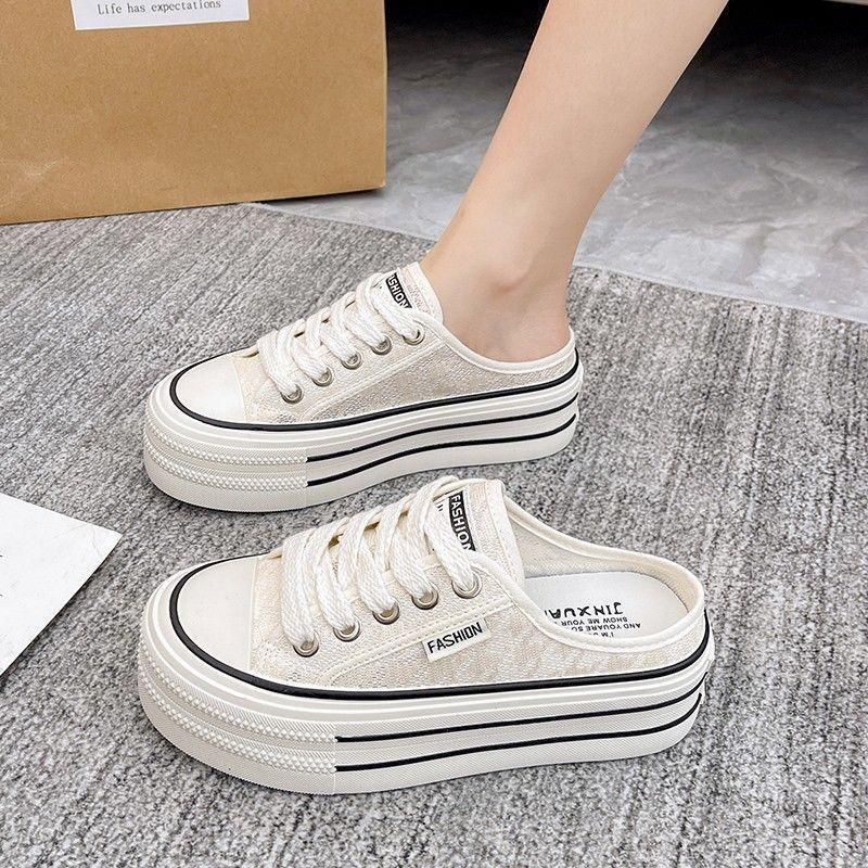 Internet celebrity bag head slippers women's summer outer wear 2025 new platform net shoes versatile breathable mesh half slippers popular