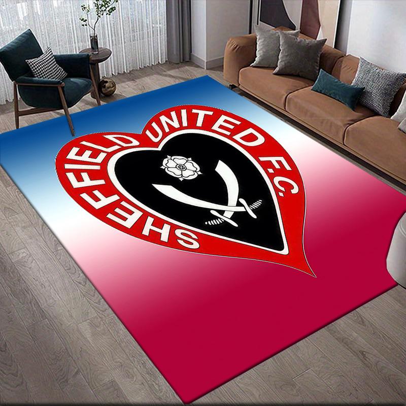 Sheffield United Flannel Pattern Square Carpet,Area Rug,Carpet Rug for Living Room Bedroom Sofa Playroom Decor,Non-slip Floor Mat