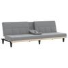 Sofa Bed with Drink Holders Light Grey Fabric