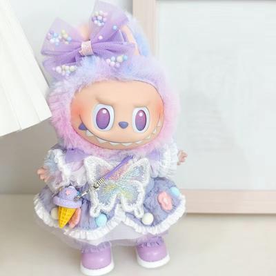 Only BClothes Labubu V3.0 Front High-Energy Vinyl Plush Blind Box Pendant Lucky Purple Butterfly Fairy Baby Clothes Skirt