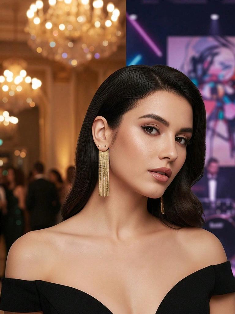 1 Pair Women'S Metal Chain Tassel Earrings, Simple And Elegant Pendant Earrings, Fashionable Jewelry Accessories