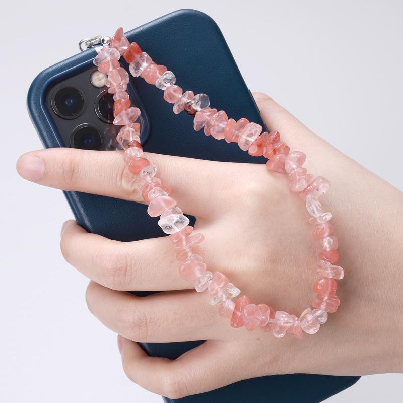 Creative Gravel Stone Mobile Phone Chain Women Girls Natural Bead Anti-Lost Fashion Jewelry Cellphone Strap Lanyard Hanging