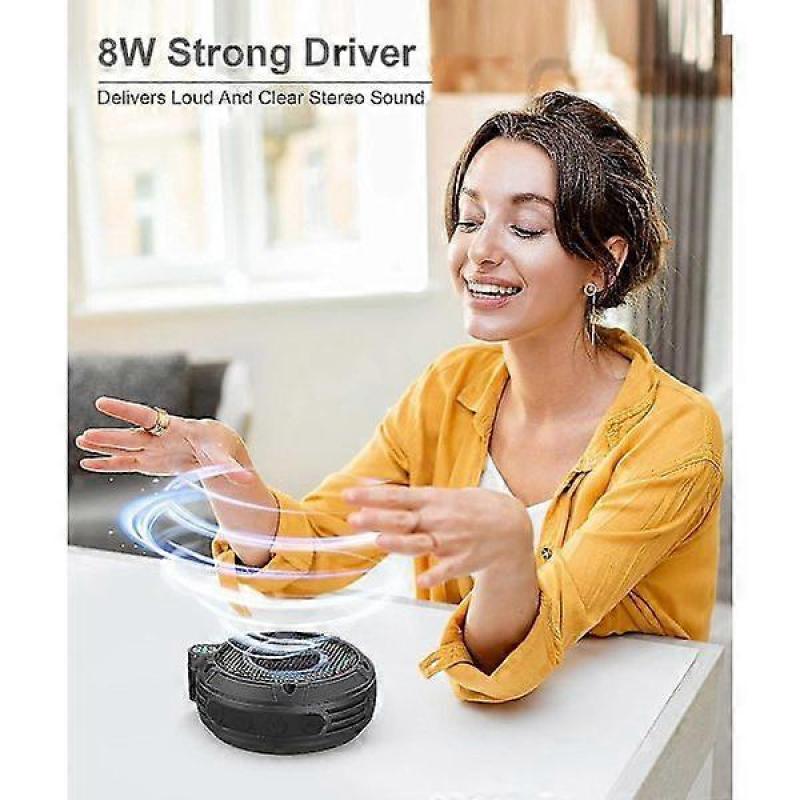 Waterproof Bluetooth Shower Speaker, IPX7 Portable Outdoor Waterproof Radio Speaker with LED Light, 8W, 24 Hour Battery