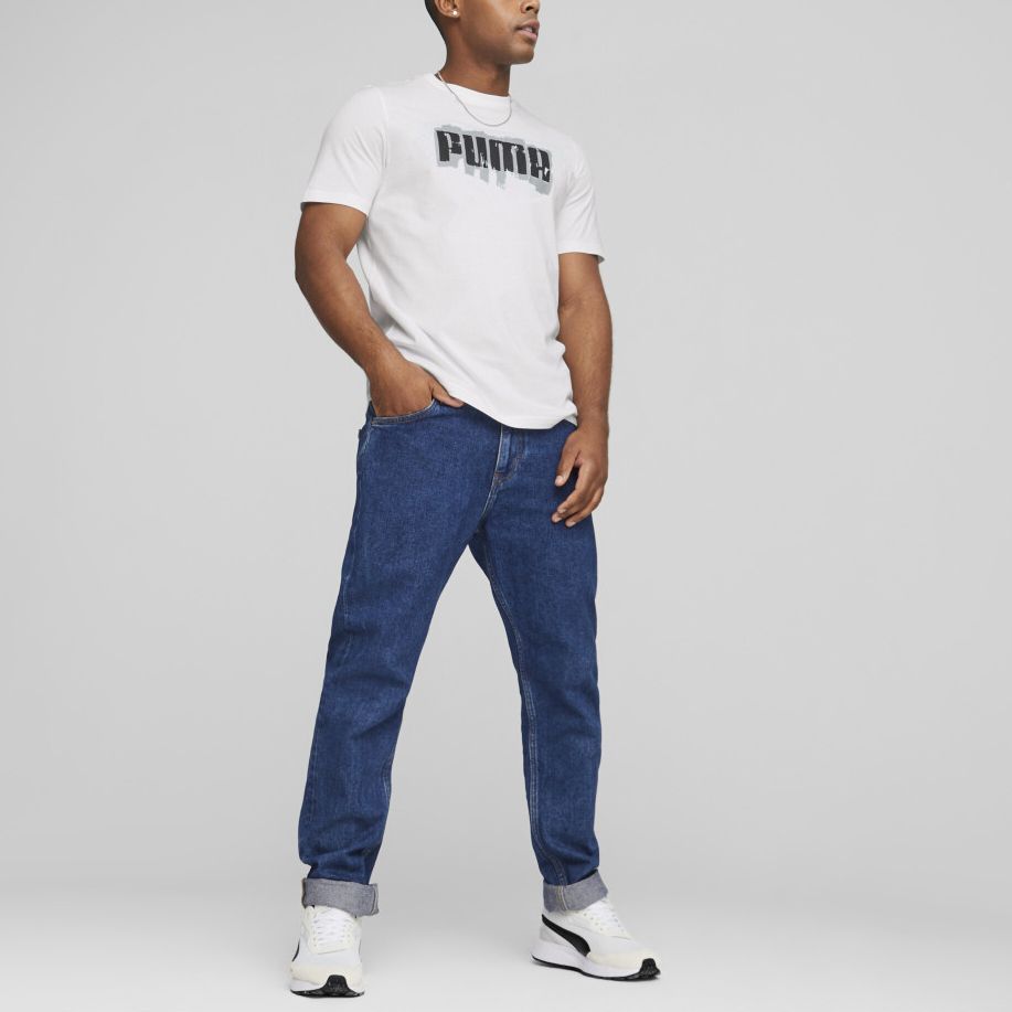Puma Letter Print Crew Neck Pullover Casual Short Sleeve T-Shirt Men Tops White 674475-02