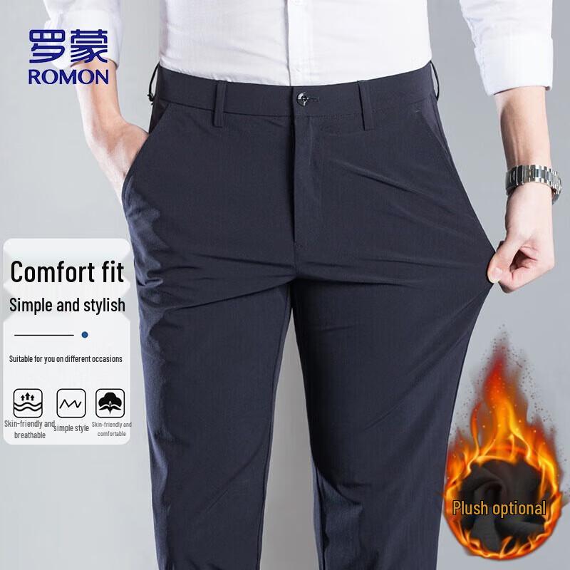 

ROMON Men s Straight Fit Business Casual Elastic Pants XK35 29