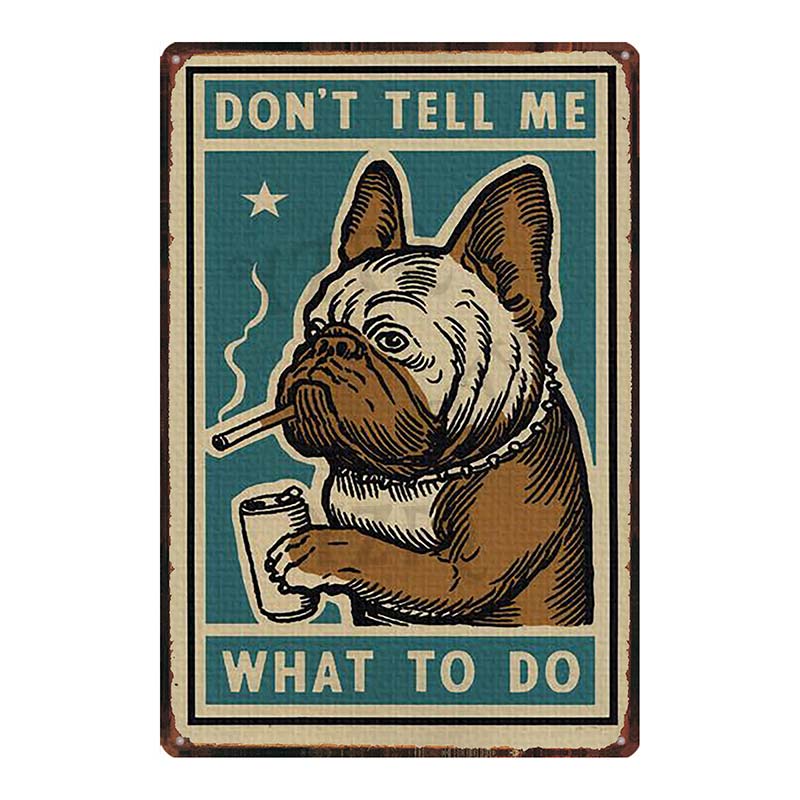 Cat And Dog Diet Funny Picture Metal Tin Signs Plaque Vintage Wall Bar Home Art Pet Shop Decor Customizable 30X20CM DU-7090A