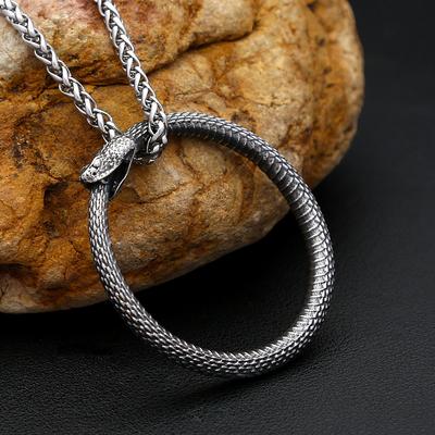 European and American Animal Snake-shaped Stainless Steel Necklace Retro Male Personality Trend Hip-hop Titanium Steel Pendant Jewelry