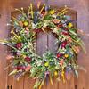 Haobei Texas Wildflower Front Door Wreath - Spring/Summer Preserved and Simulated Dried Flowers
