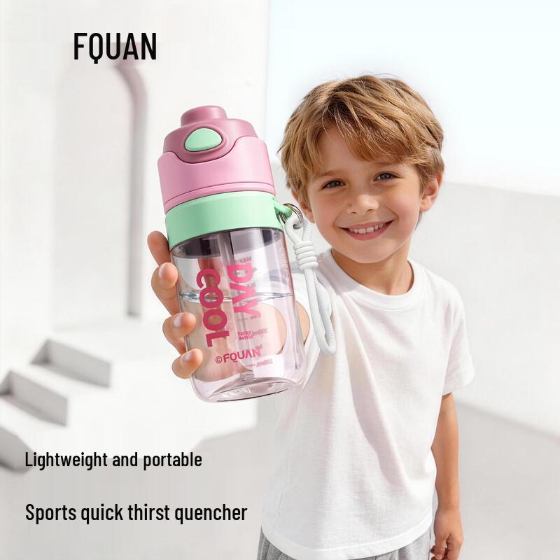 Children s Spray Water Bottle with Straw & Scale 580ml