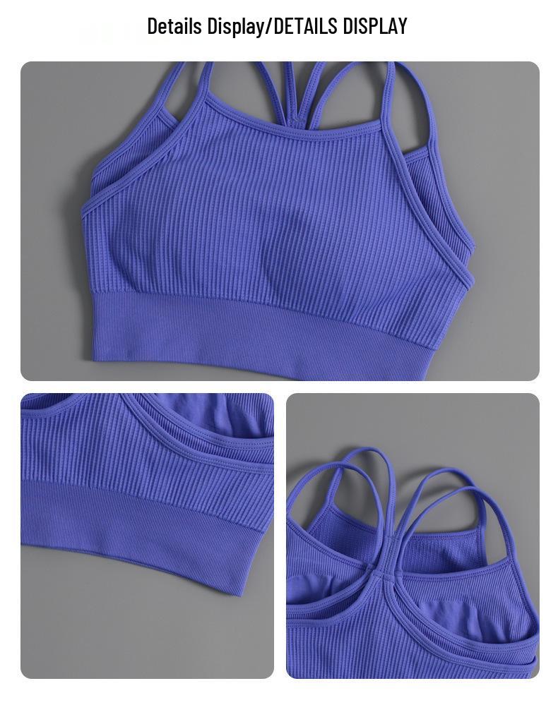 Brassière de sport à bretelles spaghetti transfrontalière: Gilet de course antichoc et respirant