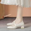 New Women Shoes Fashion Pumps Pearl Leather High Heels Shoes OL Mary Jane Dress Shoes