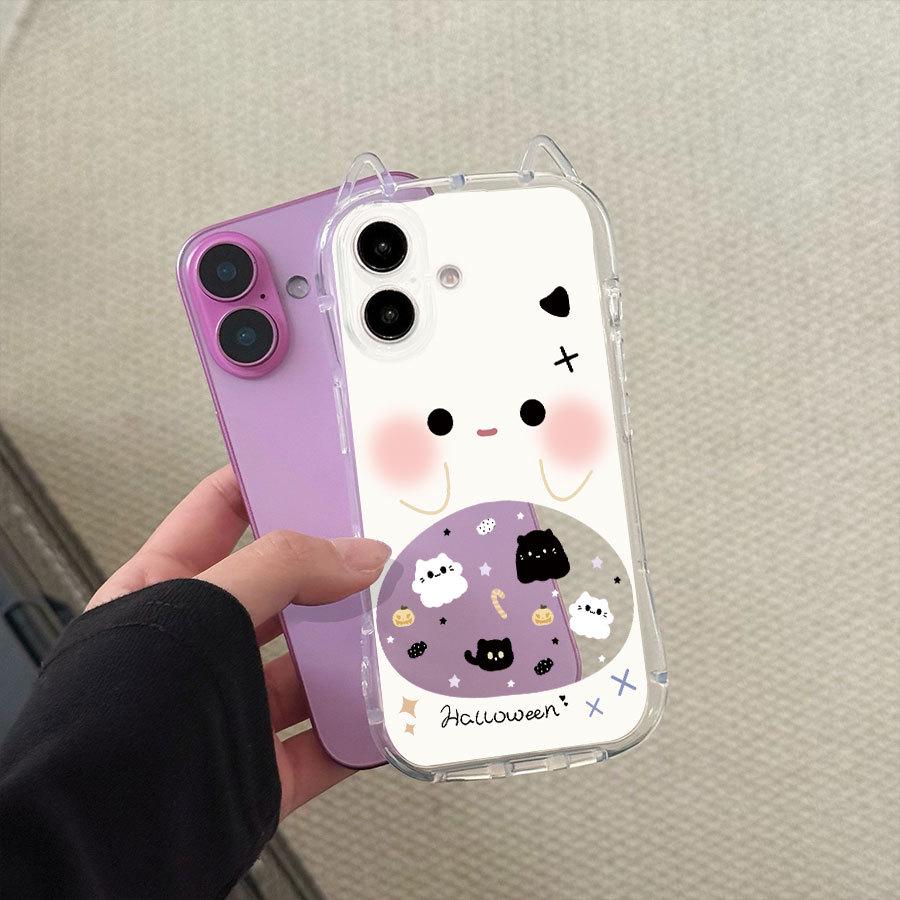 Průhledný kryt na telefon s kočičími oušky pro Apple iPhone 11-15 Pro Max