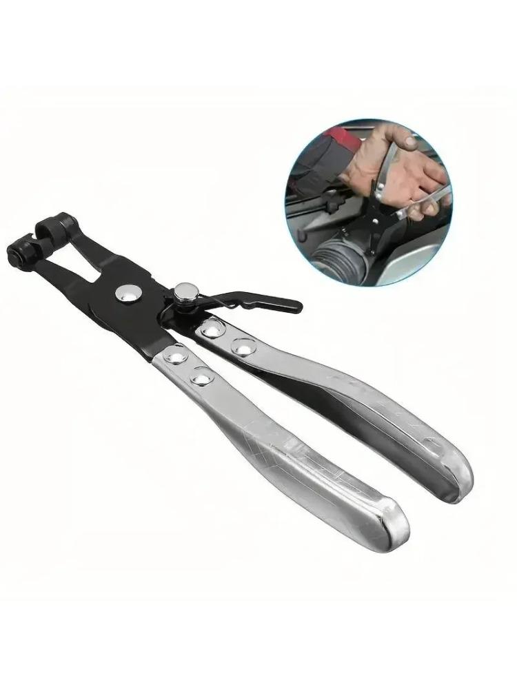 

360° Swivel Hose Clamp Pliers - Professional Locking Jaw Tool for Ring/Flat-Band Clamps Removal & Installation серебряный