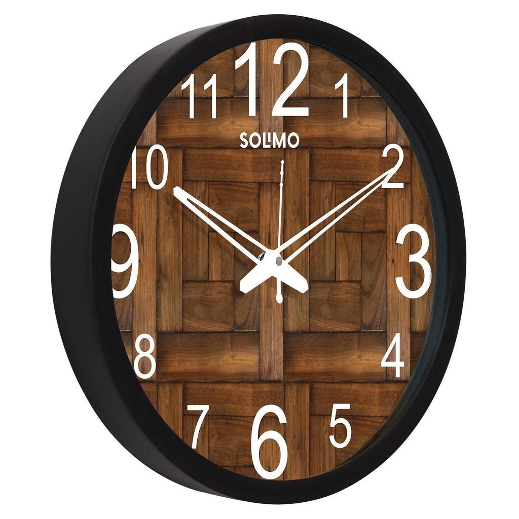 Plastic Silent Movement 12-Inch Designer Analog Wall Clock (Black Frame, 30.48 X 30.48 X 5.02 Cm)