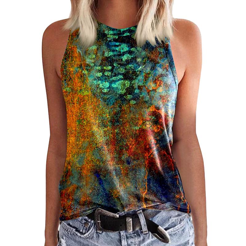 Damen Butterfly 3D-Druck ärmelloses T-Shirt, Y2K Retro Streetwear, Rundhals Tanktop, schulterfrei, ärmelloses T-Shirt für Damen