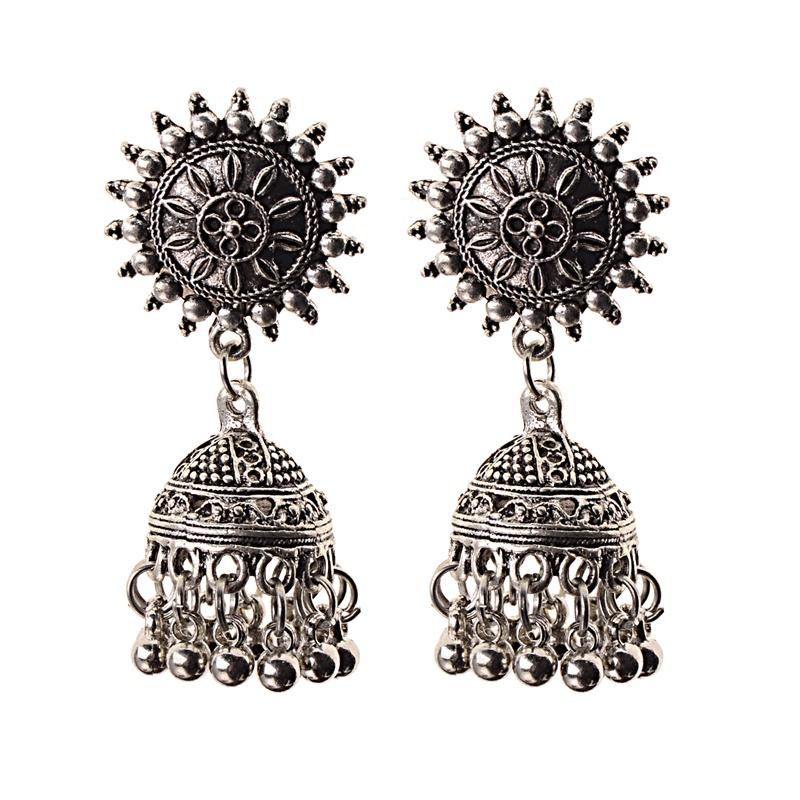 Indisk Jhumka Gypsy Zircon Boho Vintage Etnisk Dame Øredobber Hul Hengende Øredobber For Kvinner boucle d’oreille 2020