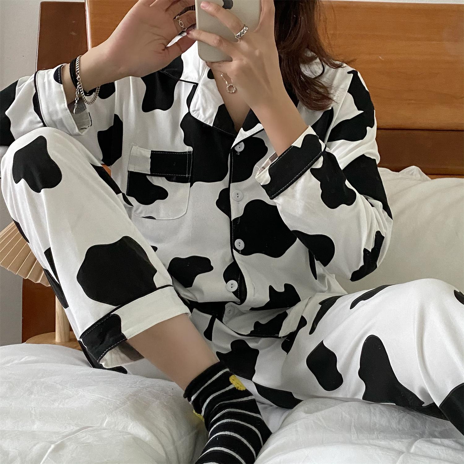 

Женская пижама, новый осенне-весенний комплект с длинными рукавами, мягкая пижама с розовым цветочным рисунком, женская домашняя пижама, кардиган XXL