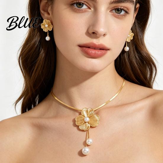 Dress Matching Jewelry 2Pcs/Set Women Necklace Earrings Set Hollow Flower