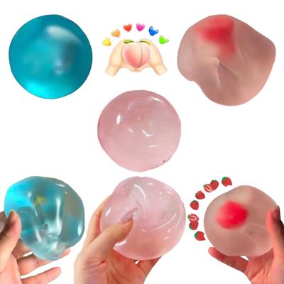 Pelota Antiestrés de Maltosa de Colores - Juguete Sensorial Fidget Anti Ansiedad, Juguete de Descompresión Transparente de Rebote Lento