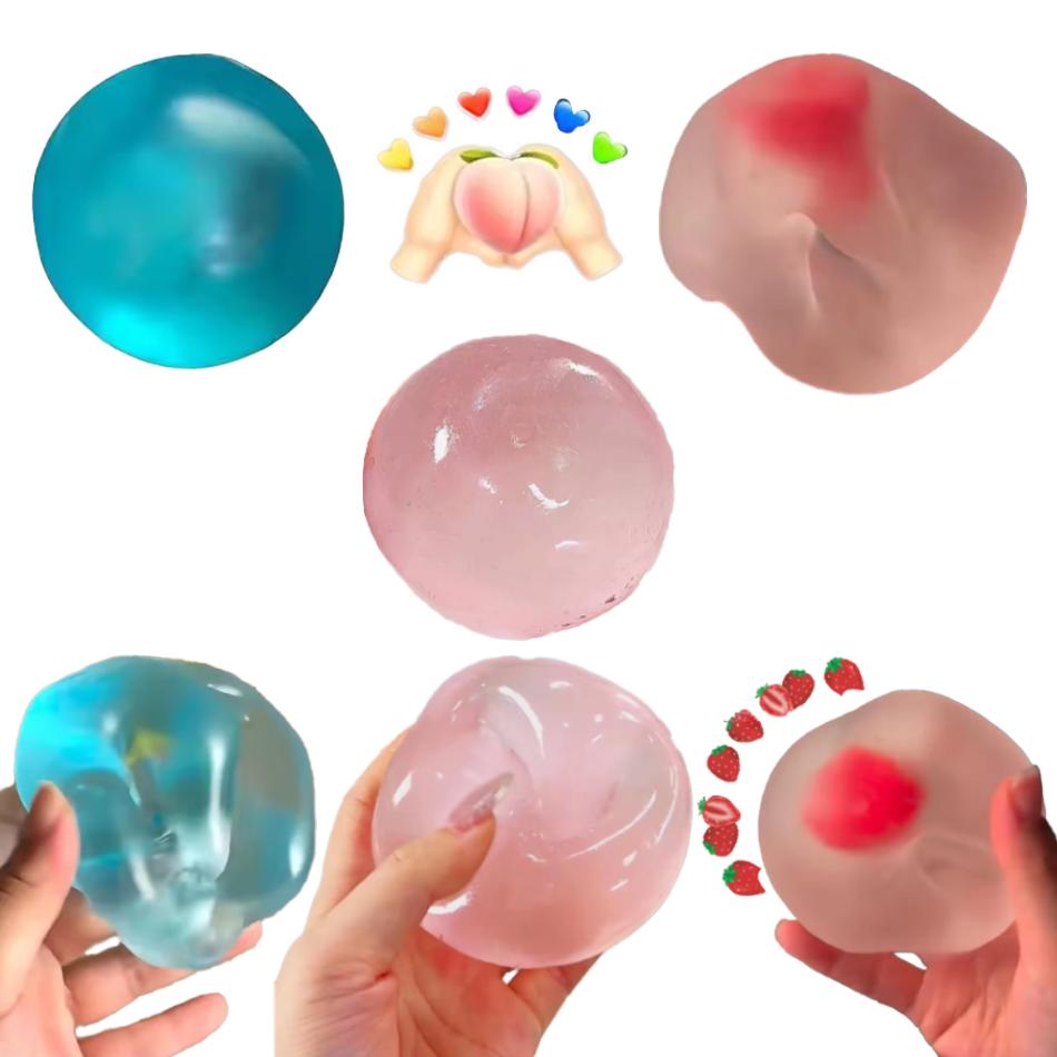 Pelota Antiestrés de Maltosa de Colores - Juguete Sensorial Fidget Anti Ansiedad, Juguete de Descompresión Transparente de Rebote Lento