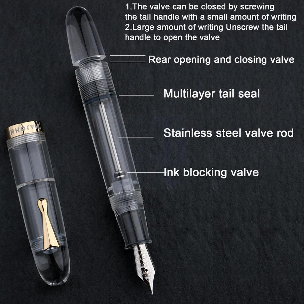 New Style Majohn C4 Eyedropper Big Size Fountain Pen EF/F/M Nib Transparent Acrylic Writing Ink Pen for Office Business School