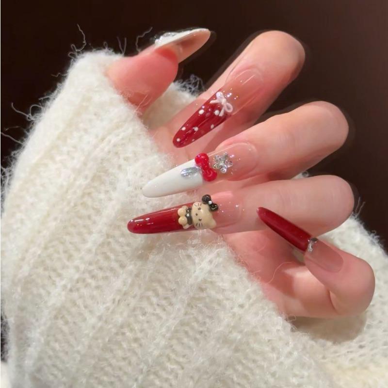 Cat's Eye Wearing Nail Pure Hand-made Nail Piece Fake Nail Wearing Nail Piece Advanced Sense Thin Dog Long