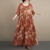 DIMANAF New 2026 Plus Size Spring Summer Beach Long Dress Women Loose Oversize Maxi Floral Print Vintage