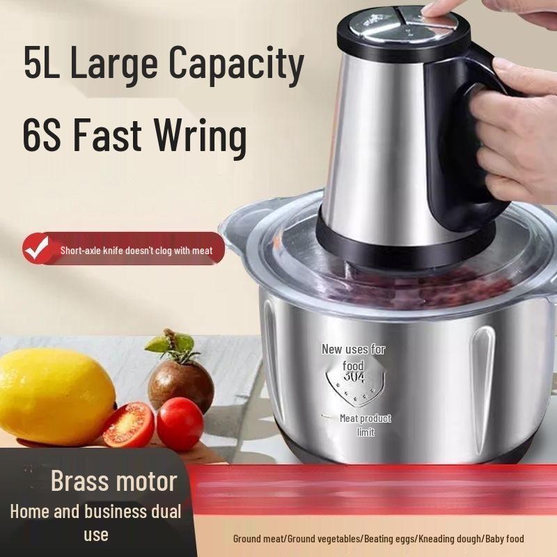 Stainless Steel Electric Meat Grinder and Food Processor - Large Capacity, Multifunctional for Household and Commercial Use