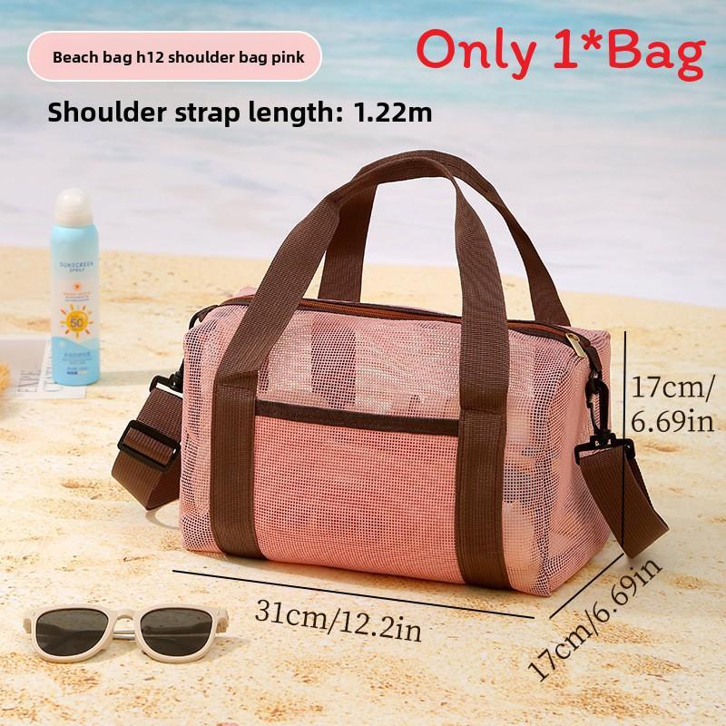 Beach Resort Mesh Tote Bag With Large Capacity For Swimming And Travel Storage