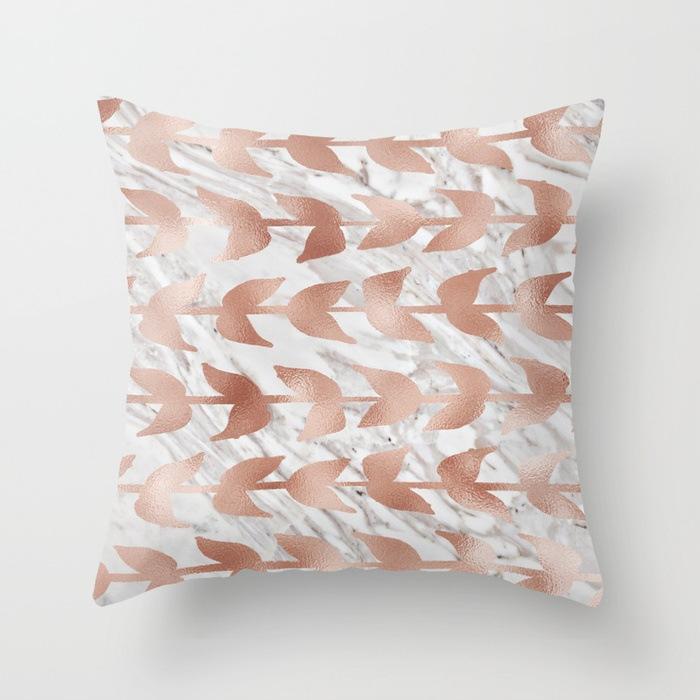 

Ins Style Letter Peach Leather Velvet Pillow Case Marble Modern Simple Rose Gold Letter Sofa Cushion 45*45cm