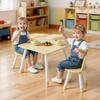 Kids Table and 2 Chairs Set, Toddler Table and Chair Set with Rounded Edge Design & Graffiti Desktop, Wooden Desk for Art, Craft, Reading, Learning,