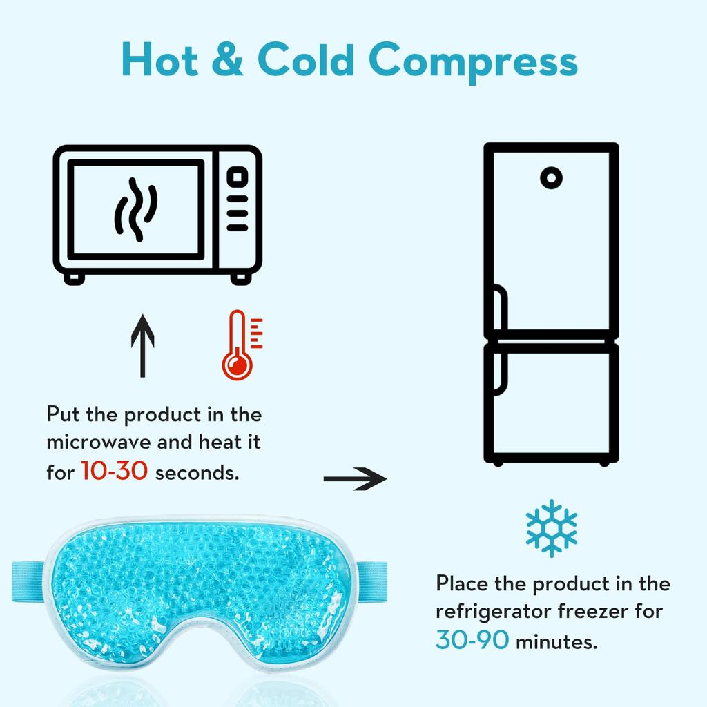 Cooling Eye Mask with Gel Bead Reusable Cold Compress Ice Pack Sleeping Eye Cooling Pads for After Eyelid Surgery Skin Care Tool