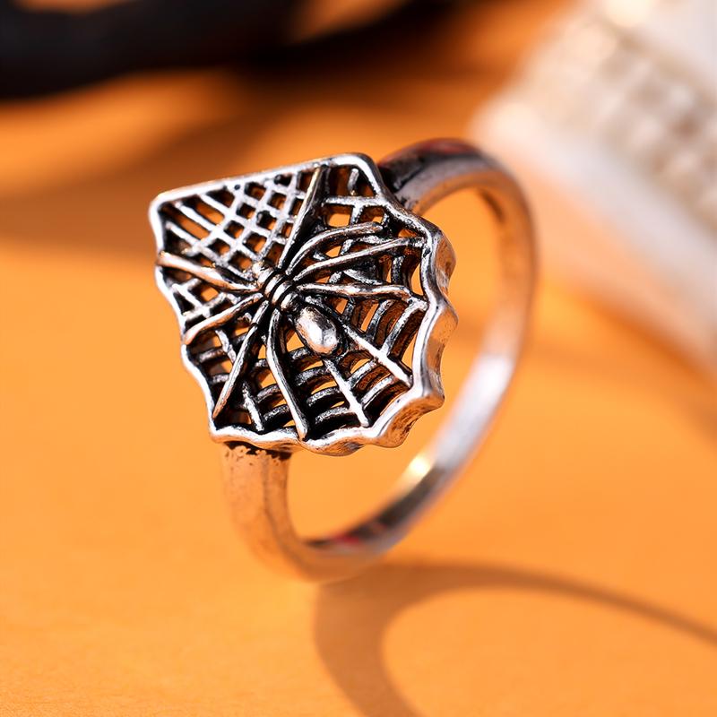 

Кольцо в стиле панк-готики с тиснением в виде паутины для мужчин, креативное серебряное кольцо, ювелирные изделия на палец, аксессуары 9 серебряный