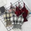 Women's Camisole V-Neck Plaid Top Casual Sleeveless Vest