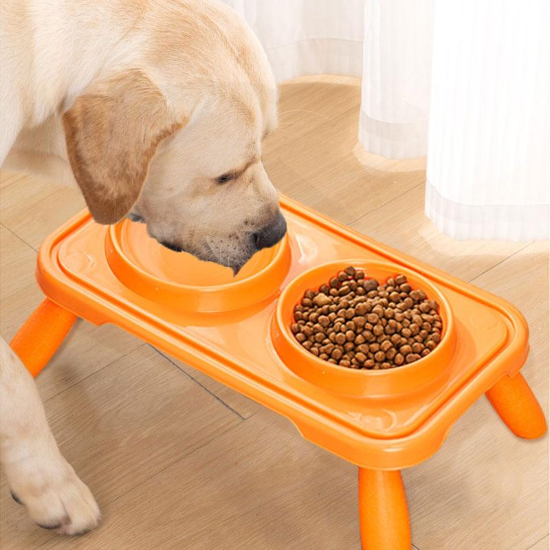 Cat And Dog Food Double Bowl Water Bowl Multifunctional Anti Rollover Food Container Detachable Leg Pet Food Bowl