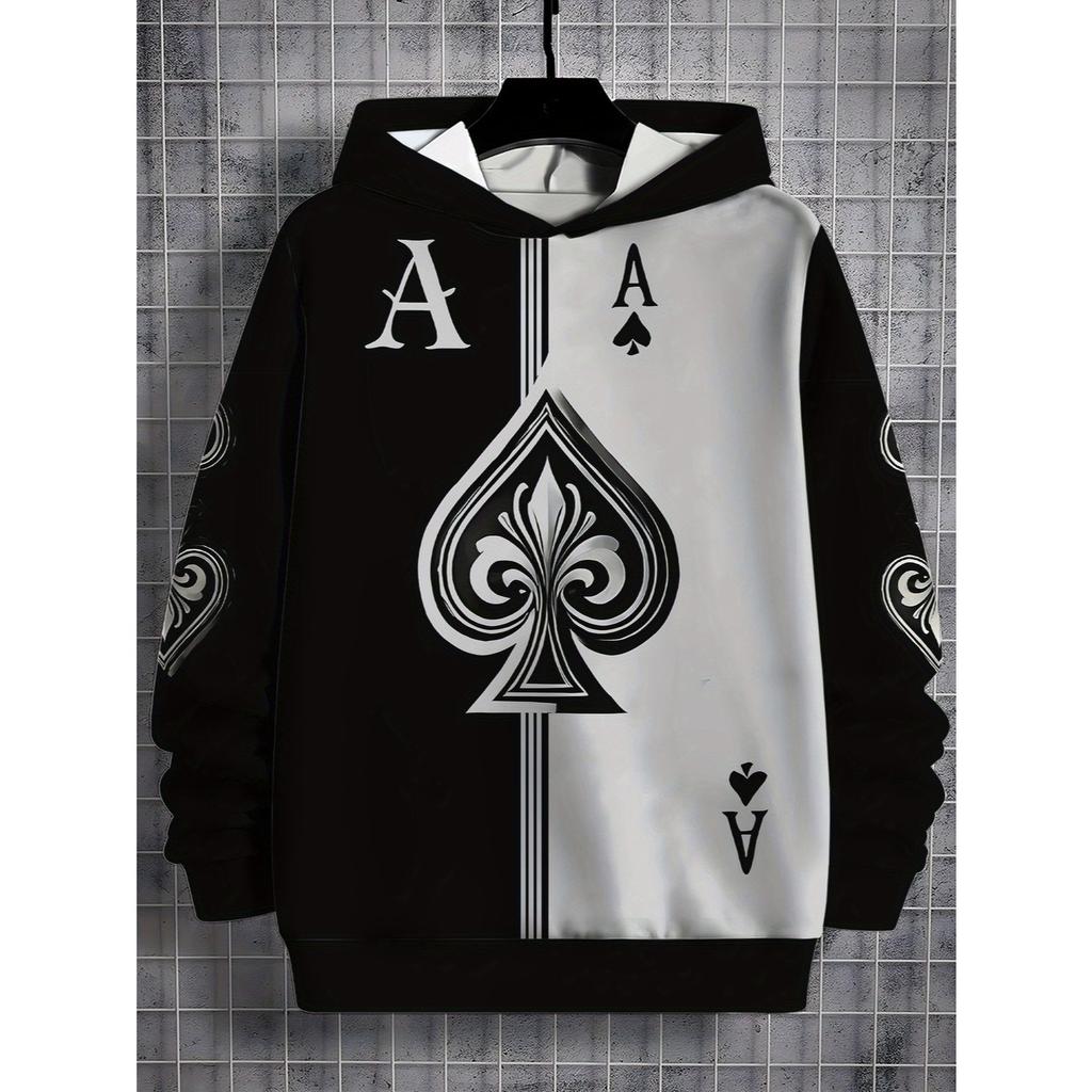 3D Digital Printed Playing Cards! Spades A Hoodie, a Fashionable and Trendy Children's Casual Clothing, Suitable for Boys To Wear When Going Out