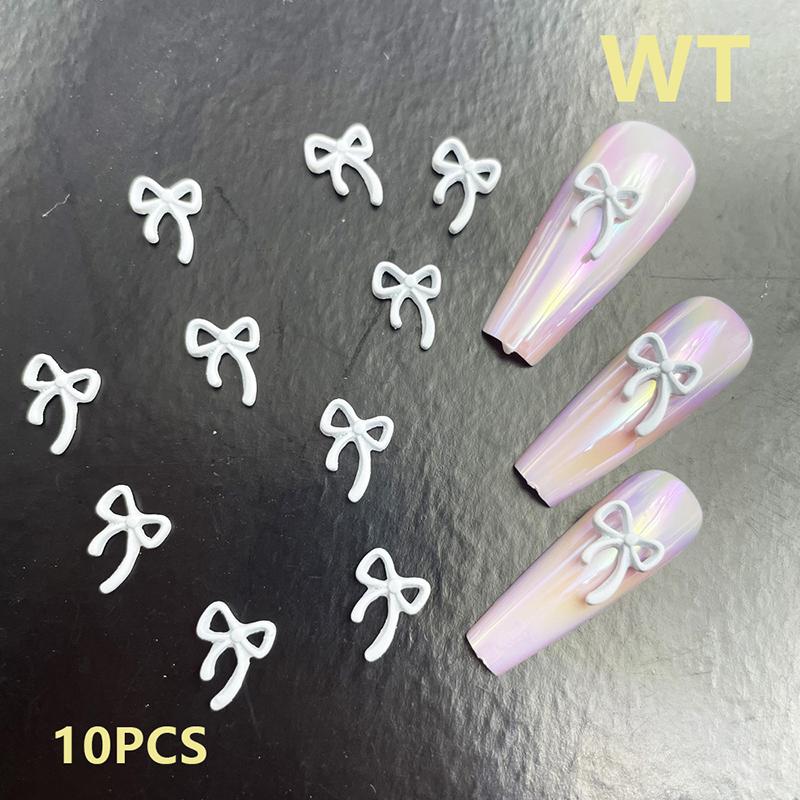 

10 шт. розовые белые ленточные банты для ногтей корейские красные детали украшения для ногтей кавайные аксессуары принадлежности для маникюрного дизайна белый