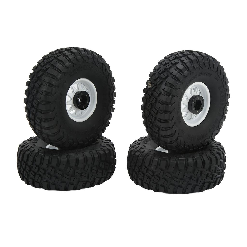 4PCS 1.9in Wheel Tires with 10 Holes Hub Uneven Gravel Pattern for SCX10 1 10 RC Car Models White