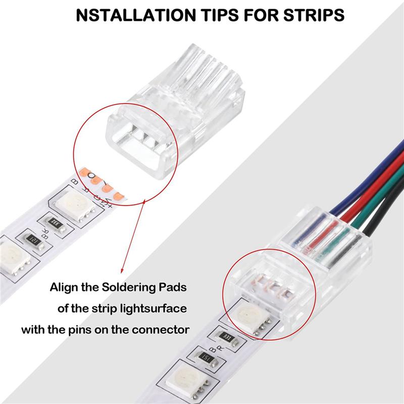 LED Light Strip Connectors 40 Waterproof LED Adapter Connectors Solderless LED Light Strip Connectors 4 Pin 10Mm-B61B