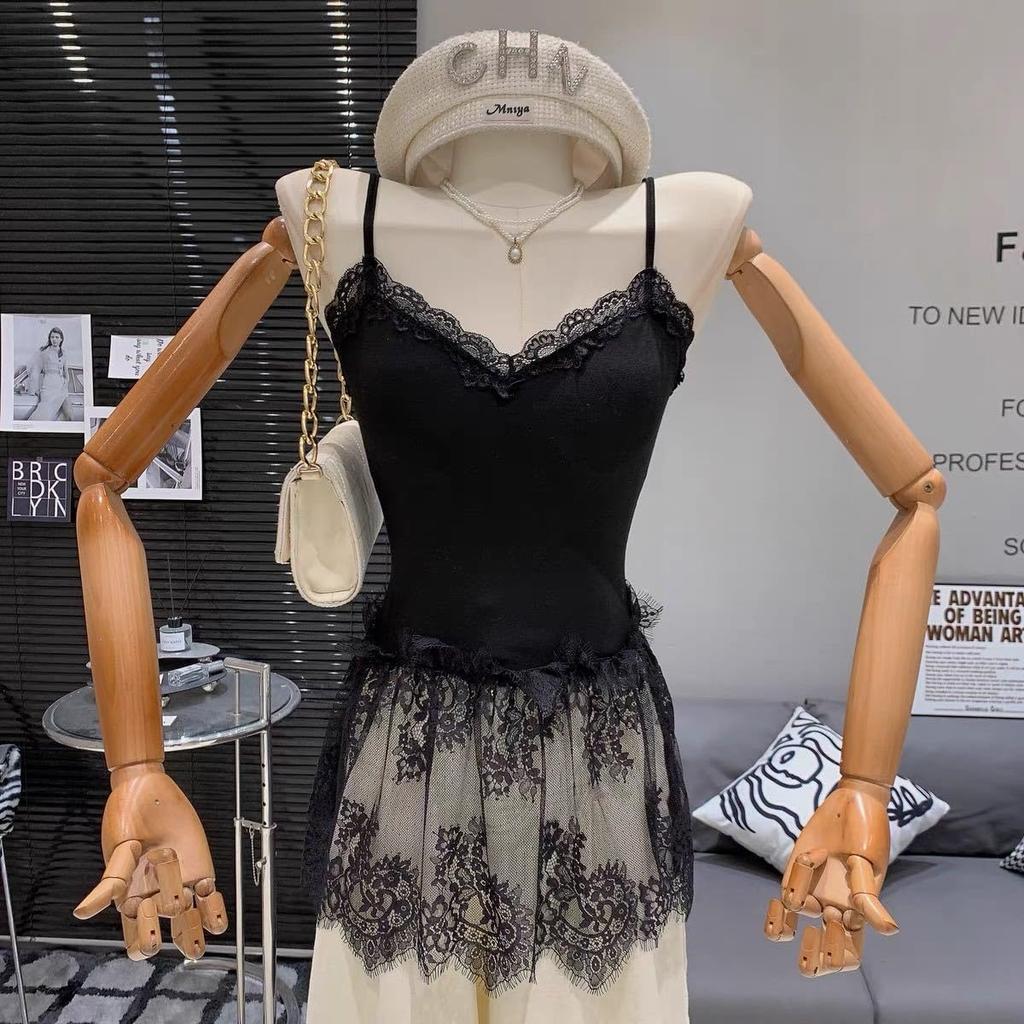 Stylowy Top na ramiączkach z Biustonoszem Top Tank Top z Warstwowym Biustonoszem Długi Top Cami z Regulowanymi Ramiączkami Darmowy [Youngfull] Dwukolorowe Miseczki, Koronka, Top, Sukienka,